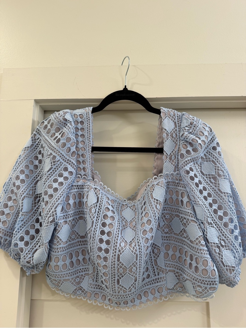 En Saison Light Blue Lace Square-Neck Blouse - Picture 8 of 8